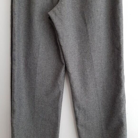 Diane von Furstenberg DVF / Ellis Leather Trim Waist High Rise Gray Trousers 4 - Picture 14 of 16